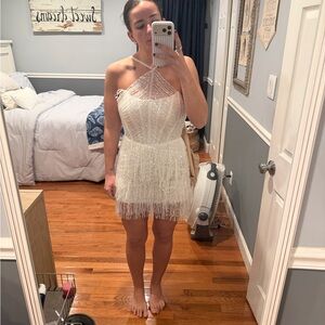 White Lace/Fringe Bridal Mini